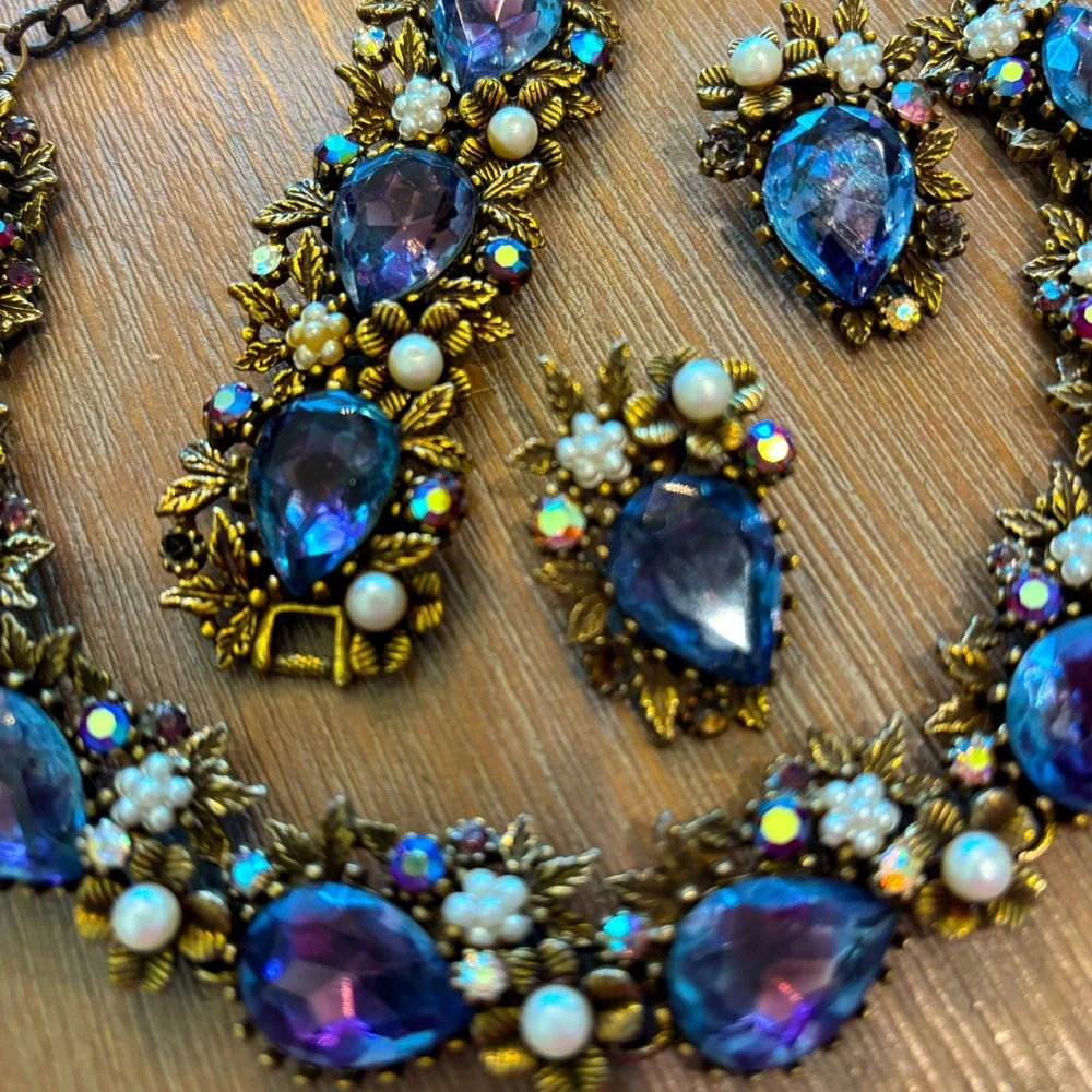 Vintage 50-60’s era necklace, bracelet & earrings set - Picture 7 of 7